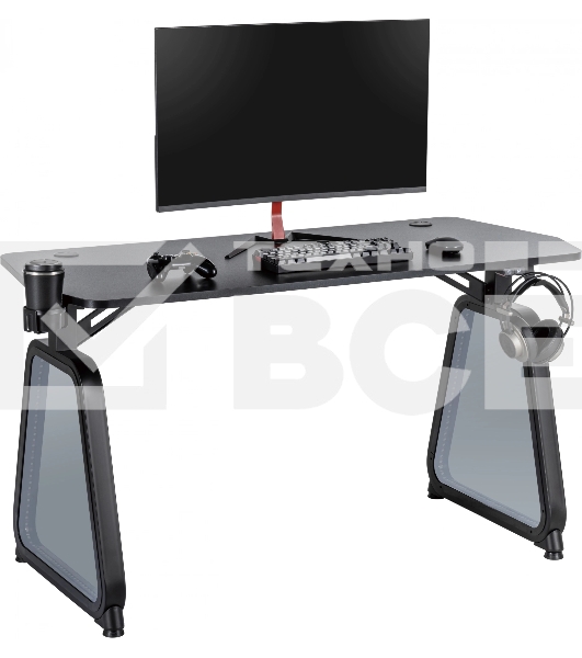 Стол игровой Cactus CS-GMD-BK-RGB столешница МДФ, черный каркас черный 136x60x75см
