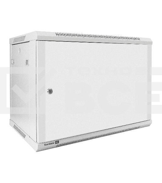 Шкаф телекоммуникационный 19' настенный 9U ExeGate EC-WM-9U.450.M.GREY (19', 9U, 600x450x500 мм (ШхГхВ), передняя дверь металл, съемные боковые панели, пыле- и влагозащита IP23, светло-серый RAL 7035)