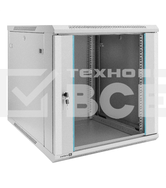Шкаф телекоммуникационный 19' настенный 12U ExeGate EC-WM-12U.600.G.GREY (19', 12U, 600x600x635мм (ШхГхВ), передняя дверь закаленное стекло, съемные боковые панели, пыле- и влагозащита IP23, светло-серый RAL 7035)