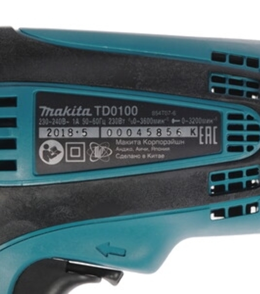 Дрель-шуруповерт Makita TD0100, 230 Вт, 100 Нм, щеточный, ударный