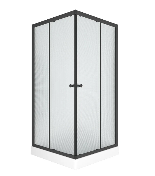Душевой уголок BAU Stil Hit Black с поддоном 100x100х195, рифленое закаленное стекло, черный профиль