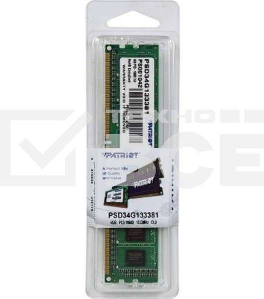 Оперативная память Patriot, DDR3, 4GB (1x4 GB), 1333 MHz, CL9