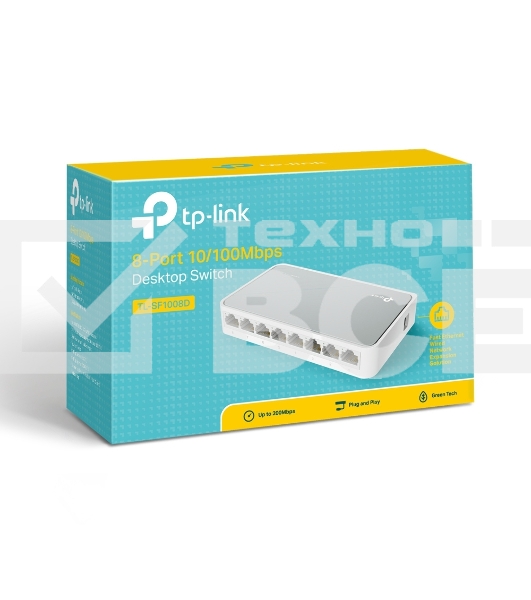 Коммутатор TP-Link SOHO TL-SF1008D Коммутатор 8-port 10/100M mini Desktop Switch, 8 10/100M RJ45 ports, Plastic case