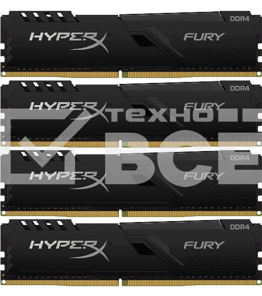 Оперативная память Kingston HyperX Fury, DDR4, 16GB (4x4GB), 3200MHz, CL16, с радиатором