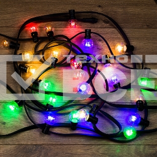 Гирлянда LED Galaxy Bulb String 10м, черный КАУЧУК, 30 ламп*6 LED МУЛЬТИ, влагостойкая IP65
