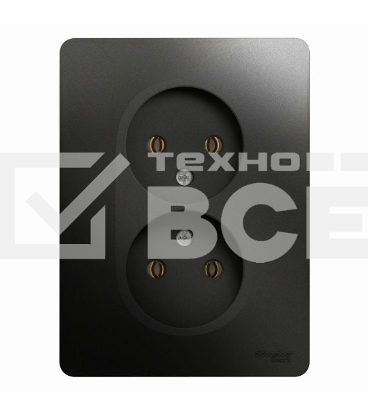 Розетка 2-м СП Glossa 16А IP20 без заземл. в сборе антрацит SchE GSL000720