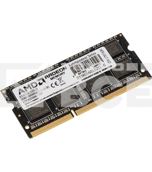 Оперативная память AMD 8GB DDR3L 1600MHz SO DIMM R5 Entertainment Series Black R538G1601S2SL-U Non-ECC, CL11, 1.35V, Retail
