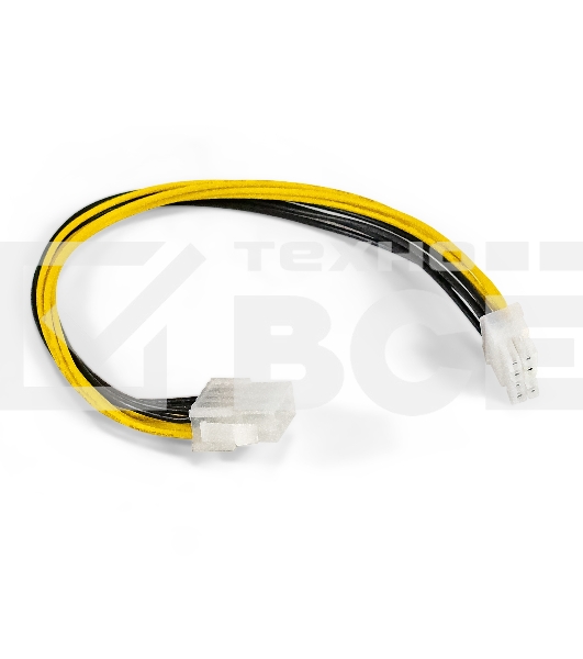 Удлинитель кабеля питания материнской платы +12V ExeGate EX-EXT-8M8F-0.3 (8pin EPS12V M/8pin EPS12V F, 0,3м)