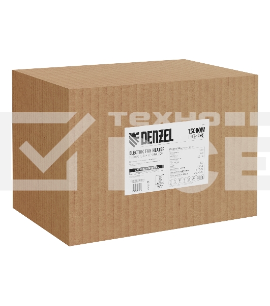 Тепловая пушка Denzel SFH-15000, 400 В, желтый, 120/9000/15000 Вт, 150 м2, термостат