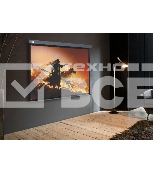 Экран Cactus 213x213см Wallscreen CS-PSW-213X213-SG 1:1 настенно-потолочный рулонный серый