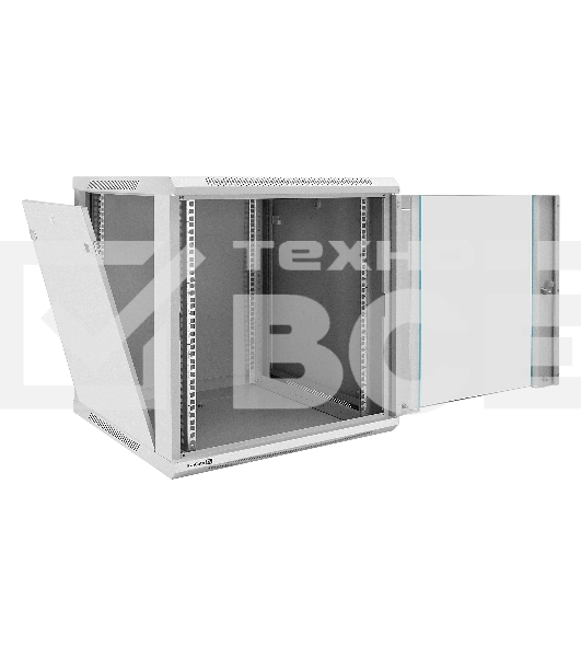 Шкаф телекоммуникационный 19' настенный 12U ExeGate EC-WM-12U.600.G.GREY (19', 12U, 600x600x635мм (ШхГхВ), передняя дверь закаленное стекло, съемные боковые панели, пыле- и влагозащита IP23, светло-серый RAL 7035)