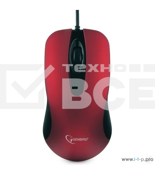 Мышь проводная Gembird MOP-400-R красный, 1000 dpi, USB, кнопки - 3