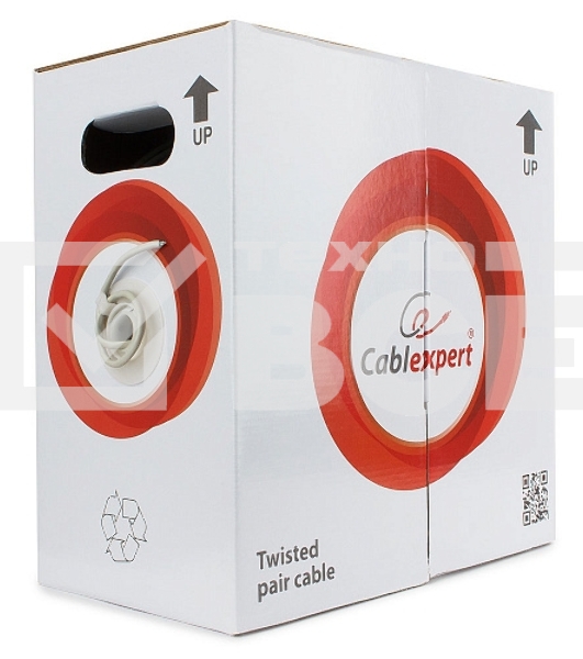 Кабель Cablexpert, UTP5e, 4 пары, 7 *0.18 мм, медь, многож., 305 м, Fluke Test, серый