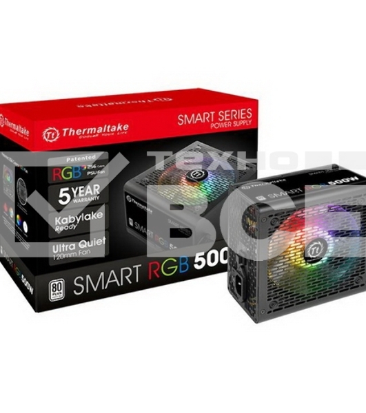 Блок питания Thermaltake Smart RGB (PS-SPR-0500NHSAWE-1), 500Вт, 80 PLUS, 120мм, черный