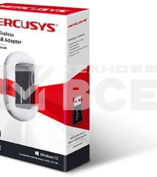 Сетевой адаптер USB2.0 адаптер Mercusys MW300UM, 300Мбит/с, компактный