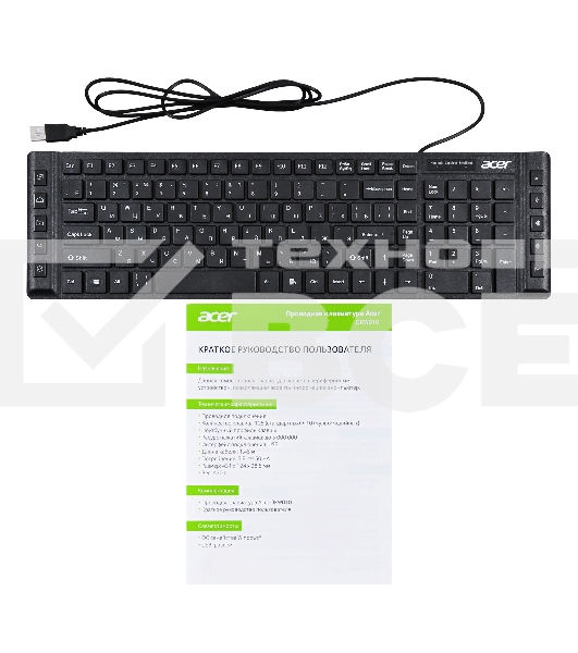 Клавиатура Acer OKW010 [ZL.KBDEE.002] проводная, USB, черный