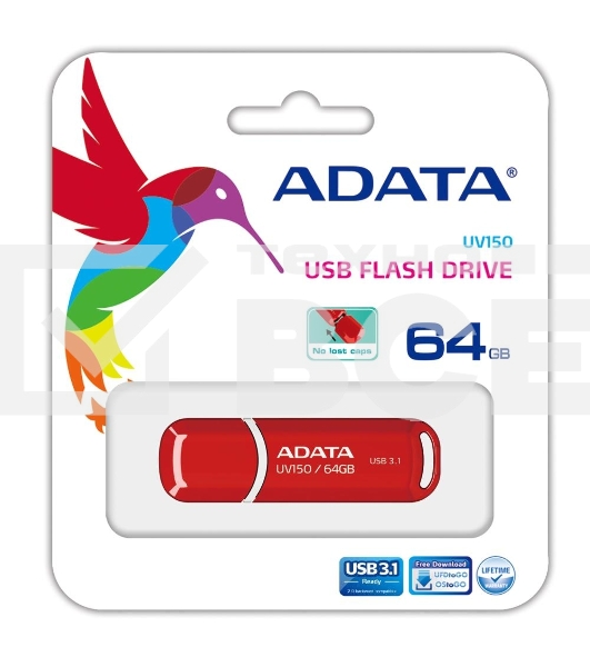 Флеш диск 64GB ADATA UV150, USB 3.0, Красный