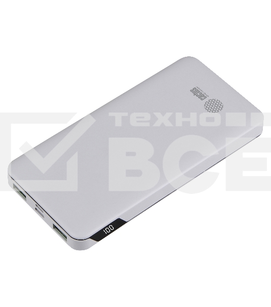 Портативный аккумулятор Cactus CS-PBFSKT-10000 10000mAh 2.1A 2xUSB белый