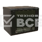 Шкаф коммутационный WRline (WR-TW-1245-GP-RAL9004) настенный 12U 600x450мм пер.дв.стекл 2 бок.пан. 60кг черный 370мм 650мм IP20 сталь, фото2