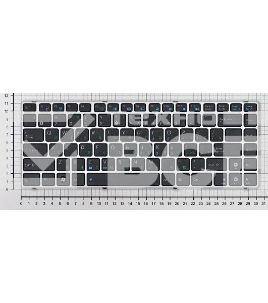 Клавиатура для ноутбука Asus UL30 K42 черная с серебристой рамкой
