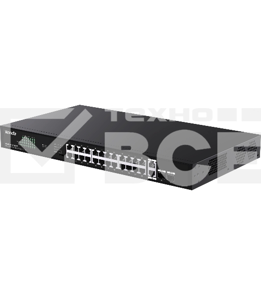 Коммутатор неуправляемый Tenda TEG1128P-24-250W PoE, 26x1 Гбит/с, PoE 24х30 Вт (до 230Вт), SFP 2х1 Гбит/с