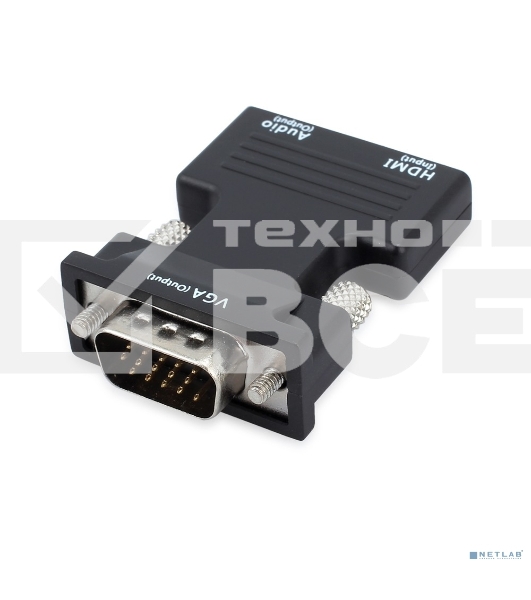 Адаптер ORIENT C105 HDMI F -> VGA 15M+Audio, для подкл.монитора/проектора к выходу HDMI, аудиокабель в комплекте, черный (31300)