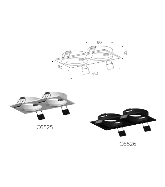 Корпус светильника C6525 SWH белый песок 160*80*H25mm MR16 GU5.3
