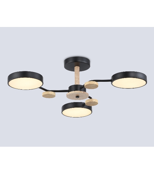 Светильник Ambrella light FL4857/3 BK/WD черный/дерево 54W 3000-6000K D660*170 (без ПДУ)