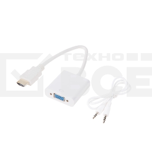 Переходник штекер HDMI - гнездо VGA, провод + шнур стерео 3,5 мм Rexant