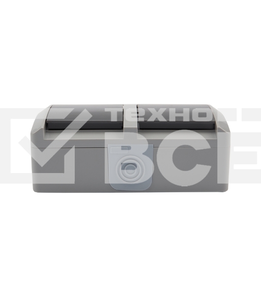 Блок из 2 розеток горизонтальный KRANZ INDUSTRIAL с заземлением открытой установки, IP54, серый