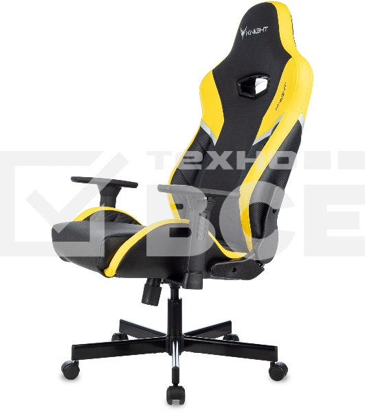 Кресло игровое Knight Thunder 5X черный/желтый эко.кожа крестов. металл