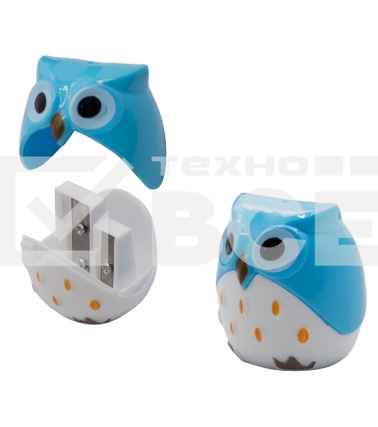 Точилка для карандашей ручная Silwerhof Owl Солнечная коллекция 2 отверстия пластик ассорти коробка