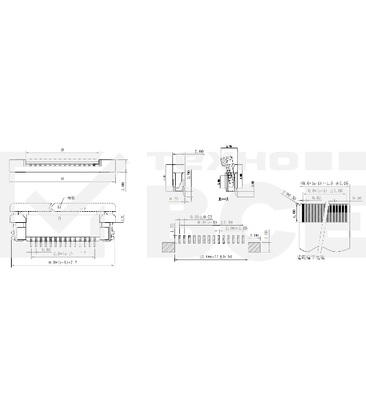 Разъем FPC  Half Coverage Bottom Contact 0.8K-BX-24PWB 24 pin высота 2мм шаг 0,8мм