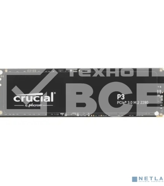 Накопитель SSD Crucial P3, 2Tb, M.2 2280, PCIe 3.0 x4, NVMe, R/W 3500/3000