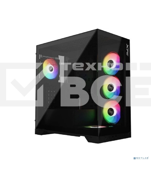 Компьютерный корпус XPG INVADER X BLACK (INVADERXMT-BKCWW) Mid-Tower Gaming ATX PC Case with Panoramic View, Tempered Glass Panels, and RGb Lighting Black