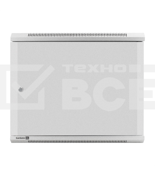 Шкаф телекоммуникационный 19' настенный 9U ExeGate EC-WM-9U.450.M.GREY (19', 9U, 600x450x500 мм (ШхГхВ), передняя дверь металл, съемные боковые панели, пыле- и влагозащита IP23, светло-серый RAL 7035)