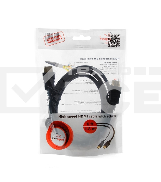 Кабель Cablexpert HDMI CC-HDMI4-6, 19M/19M, v2.0, медь, позол.разъемы, экран, 1.8м, черный, пакет