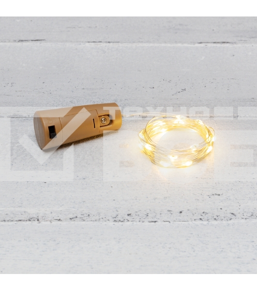 Гирлянда «Роса» с пробкой 2 м, 20 LED, теплое белое свечение, 3хLR44 в комплекте NEON-NIGHT