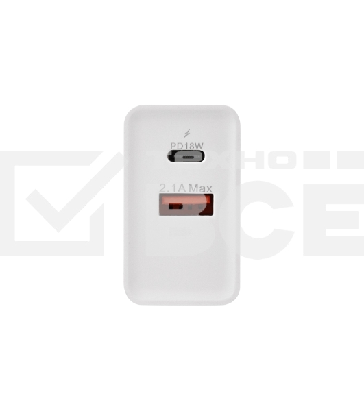 Сетевое зарядное устройство Rexant Type-C + USB 3.0 с Quick charge, белый