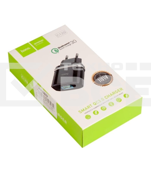 Сетевое ЗУ QC 3.0 HOCO HC-16255 C12Q 1 USB Выход: 5V_9V_12V, 18W черный