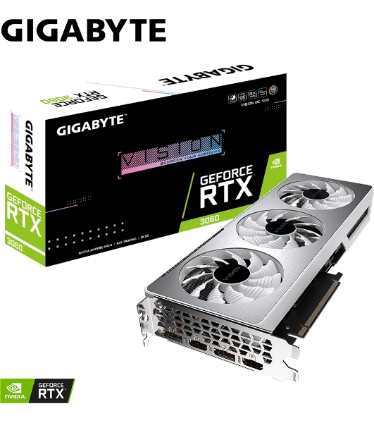 Видеокарта Gigabyte N3060VISIONOC-12GD LHR PCIE16 12288Mb 192 GDDR6 1837/15000 HDMIx2 DPx2 HDCP