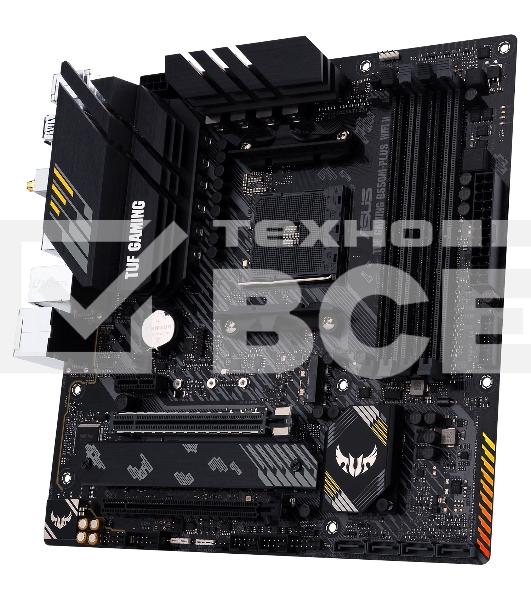 Материнская плата ASUS TUF GAMING B550M-PLUS WI-FI II, AM4, AMD B550, 4xDDR4, 4xSATA, 2xM.2, 1xPCIe 4.0 x16, 1xPCIe 3.0 x4, 1xPCIe x1, 1xDP, 1xHDMI, 1x 2.5Gb LAN, 1xUSB-C 3.2 Gen 2, 4xUSB-A 3.2 Gen 1, 2xUSB-A 2.0, 5x3.5 мм, TOSLINK, 7.1, mATX