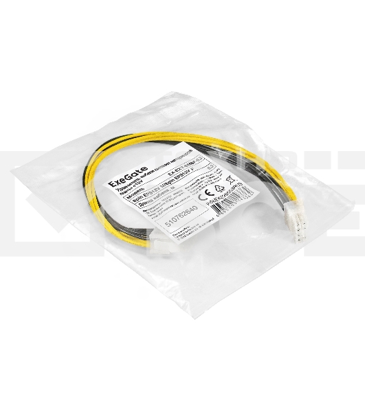 Удлинитель кабеля питания материнской платы +12V ExeGate EX-EXT-8M8F-0.3 (8pin EPS12V M/8pin EPS12V F, 0,3м)