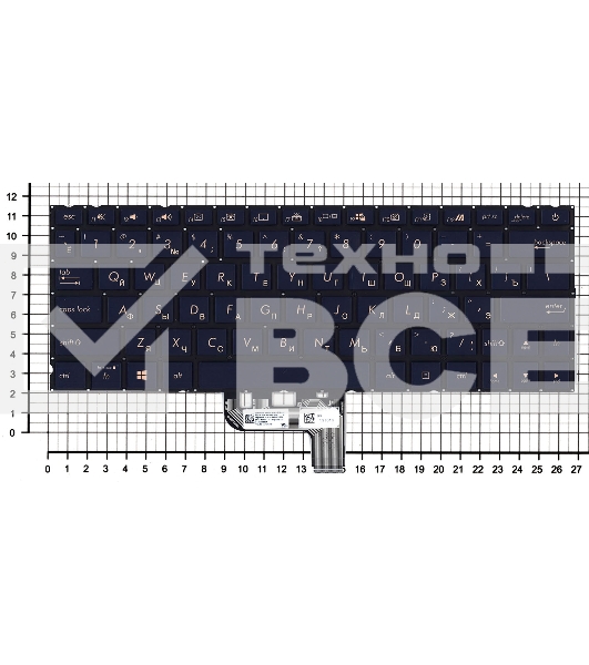 Клавиатура для ноутбука Asus Zenbook UX334FAC темно-синяя с подсветкой
