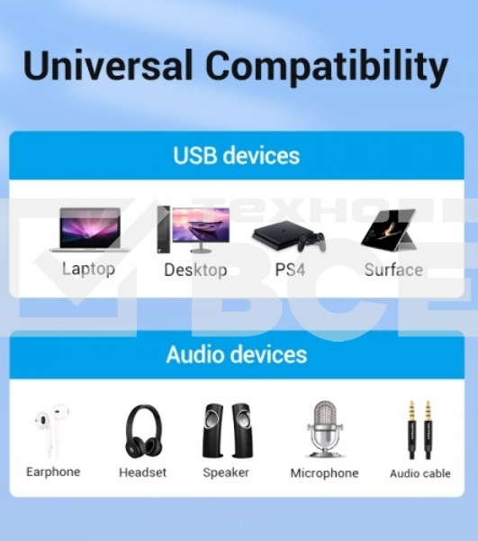 Внешняя звуковая карта Vention USB c регулятором громкости Черная