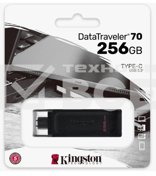 Флеш диск Kingston 256Gb DataTraveler 70 DT70/256GB USB Type-C 3.2 черный