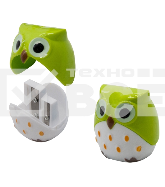 Точилка для карандашей ручная Silwerhof Owl Солнечная коллекция 2 отверстия пластик ассорти коробка