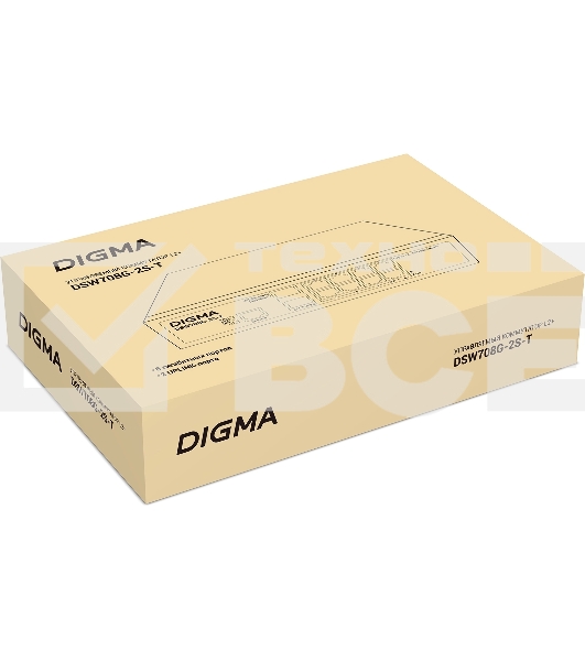 Коммутатор Digma DSW708G-2S-T (L2+) 8x1Гбит/с 2SFP управляемый