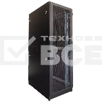 Шкаф серверный напольный 42U (600 1200) дверь перфорированная, задние двойные перфорированные, черный, фото 1