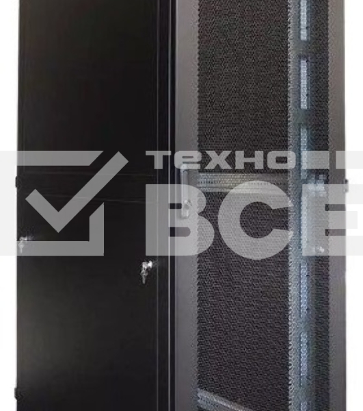 Шкаф серверный напольный 42U (600 1200) дверь перфорированная, задние двойные перфорированные, черный